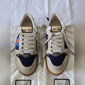 Gucci Men's Blue Screener GG Sneakers